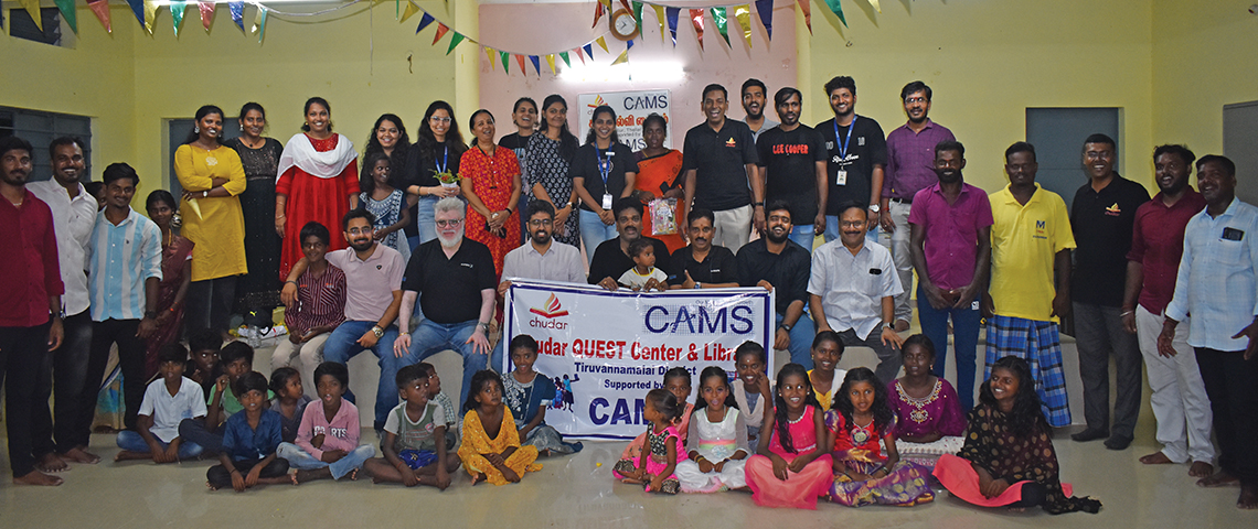 Chudar QUEST Center and Library — children and CAMS team at Tiruvannamalai